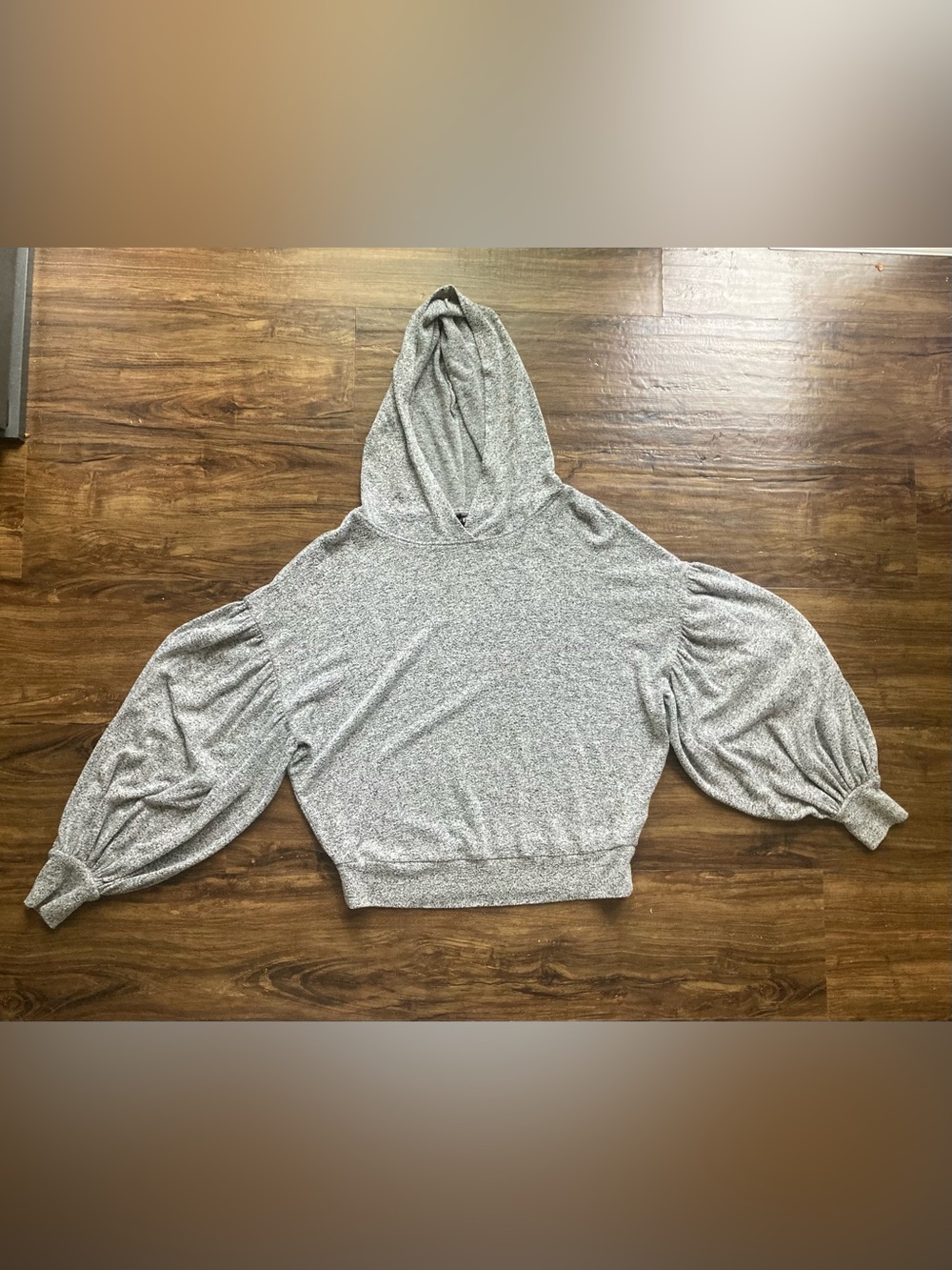 Express Gray Hooded Balloon-Sleeve Women's Sweater Size XS